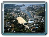 Gonoura harbour - Aerial photo overlooking Iki high school and Gonoura port